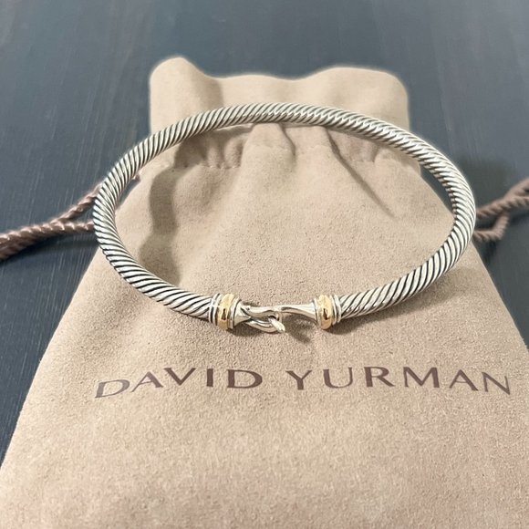 David Yurman Jewelry - David Yurman 4mm Buckle Cable Cuff Bracelet in Sterling Silver and 18k Gold